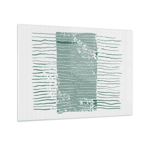 Impression sur verre - Image sur verre - Les lignes horizontales de la mer avec un effet vieilli créent une structure abstraite - 70x50cm - Abstraction de la mer - Décoration murale moderne pour le salon et la chambre ARTTOR