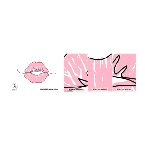 Échantillon De Papier Peint Standard Eco - Prêt à l'embrassade? - Graphique, Lèvres roses, Morceau - 100x30 cm