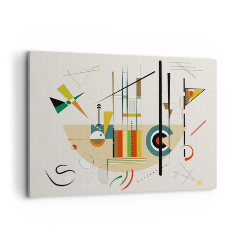 Impression sur toile - Image sur toile - Abstraction colorée avec des formes géométriques - 120x80cm - Et le monde s’amuse - Décoration murale moderne pour le salon et la chambre ARTTOR