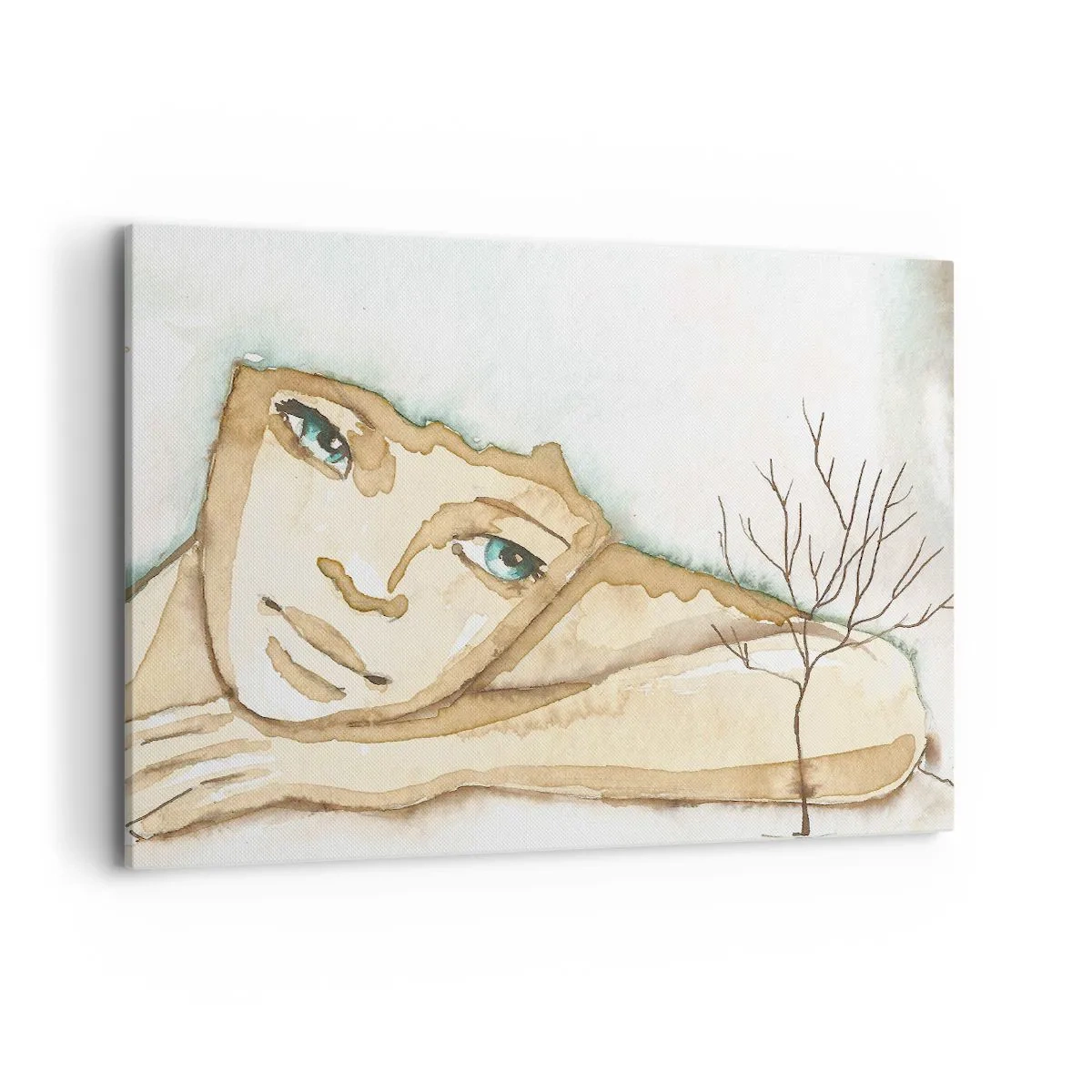 Impression sur toile - Image sur toile - Portrait artistique d'une femme aux couleurs pastel - 120x80cm - L'arbre de la poésie naît du silence - Décoration murale moderne pour le salon et la chambre ARTTOR