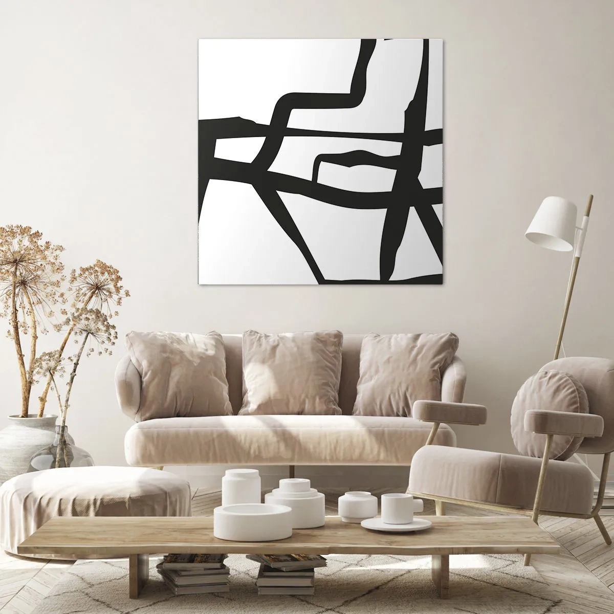 Impression sur toile - Image sur toile - Conception noir et blanc - 70x70 cm