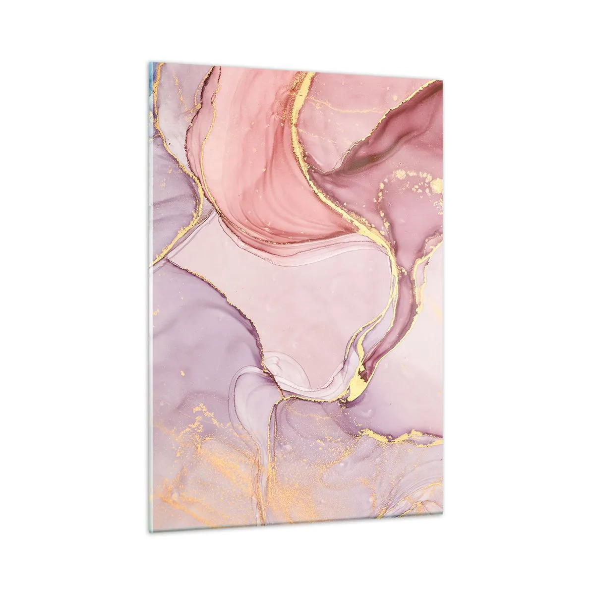Impression sur verre - Image sur verre - Une composition abstraite dans les tons de rose et d'or - 50x70cm - Caresse de couleurs - Décoration murale moderne pour le salon et la chambre ARTTOR