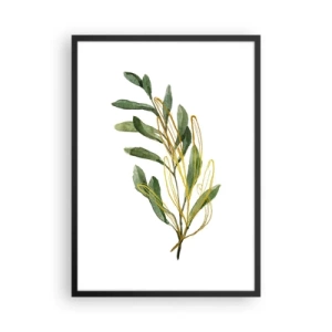 Affiche dans un cadre noir - Poster - Branche aquarelle aux délicats accents dorés - 50x70cm - Tout ce qui est bon - Décoration murale moderne pour le salon et la chambre ARTTOR