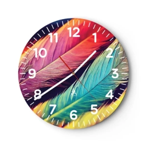 Horloge murale - Pendule murale - Arc-en-ciel de plumes - 40x40 cm