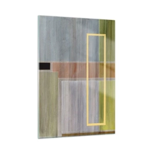 Impression sur verre - Image sur verre - Abstraction moderne avec des formes rectangulaires et des couleurs terreuses - 50x70cm - Simple et calme - Décoration murale moderne pour le salon et la chambre ARTTOR