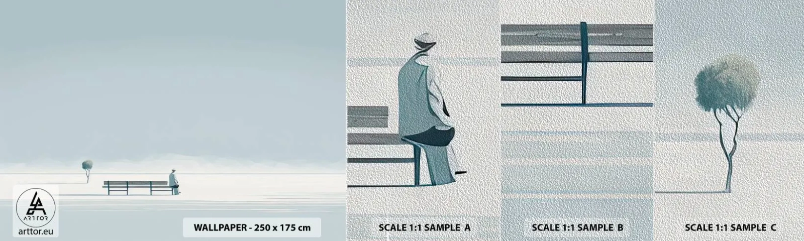 Échantillon de Papier Peint Premium Sand - Oui, j'attends. - Minimaliste, Solitaire, Homme - 100x30 cm