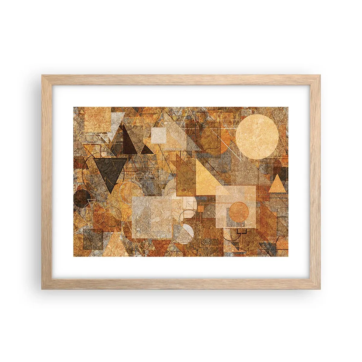 Affiche dans un chêne clair - Poster - Étude cubique de marron - 40x30 cm