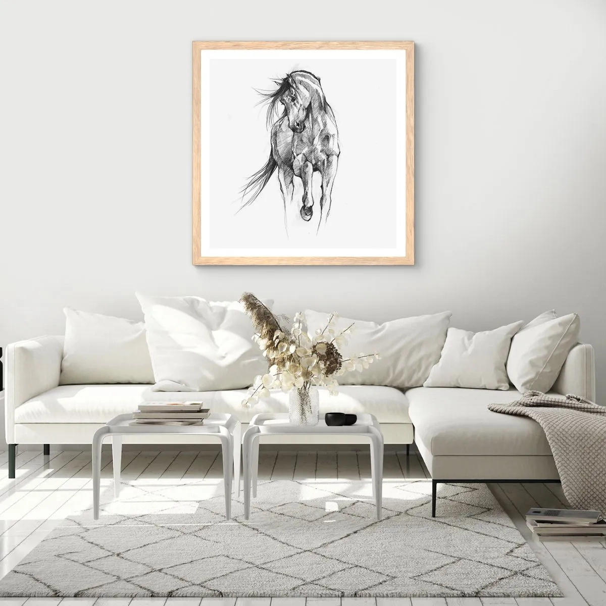 Affiche dans un chêne clair - Poster - D'un trot gracieux - 50x50 cm