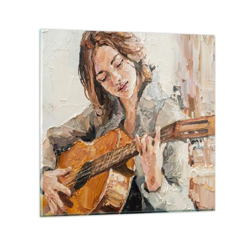 Impression sur verre - Image sur verre - Concerto pour guitare et coeur de fille - 30x30 cm