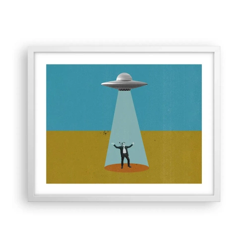 Affiche dans un cadre blanc - Poster - Rencontre proche - 50x40 cm