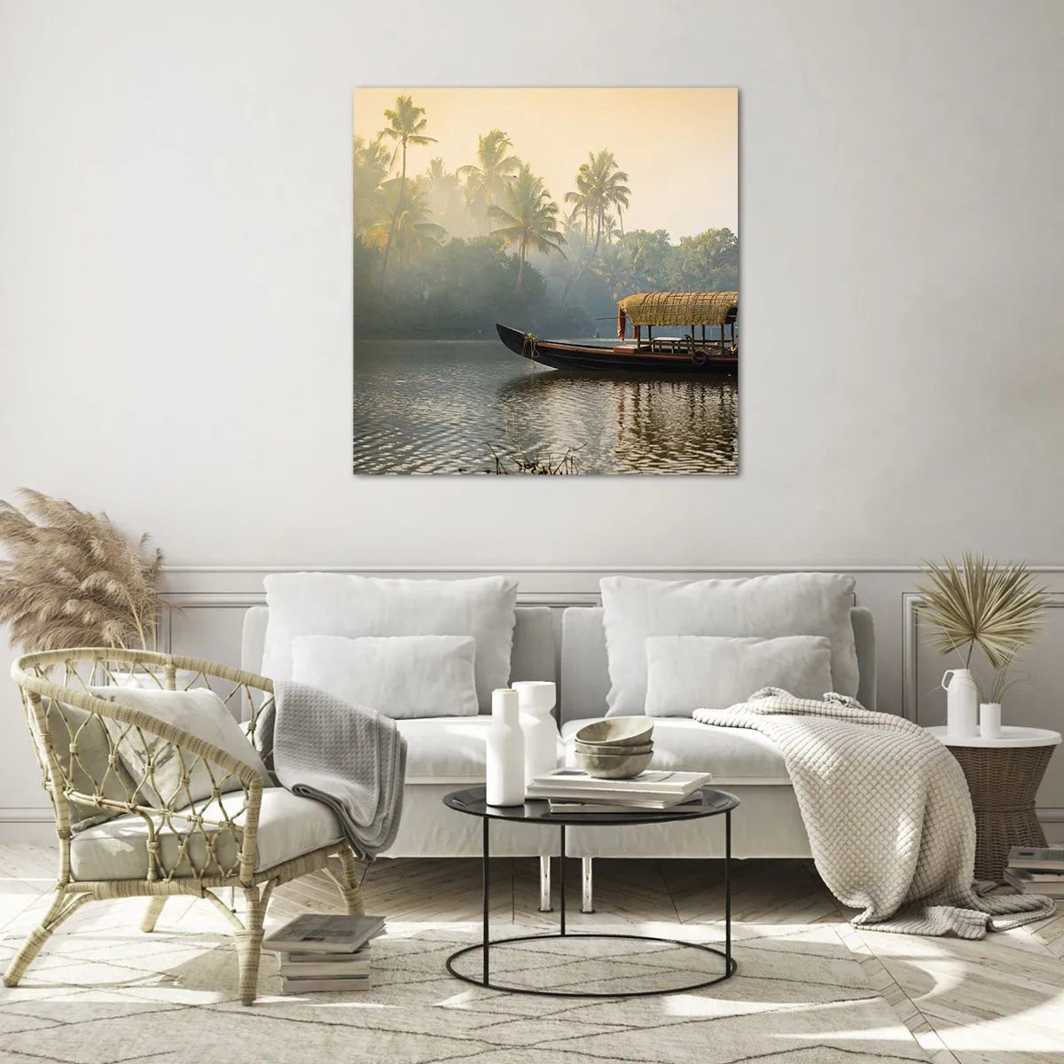 Impression sur verre - Image sur verre - Maison sur la rivière - 30x30 cm