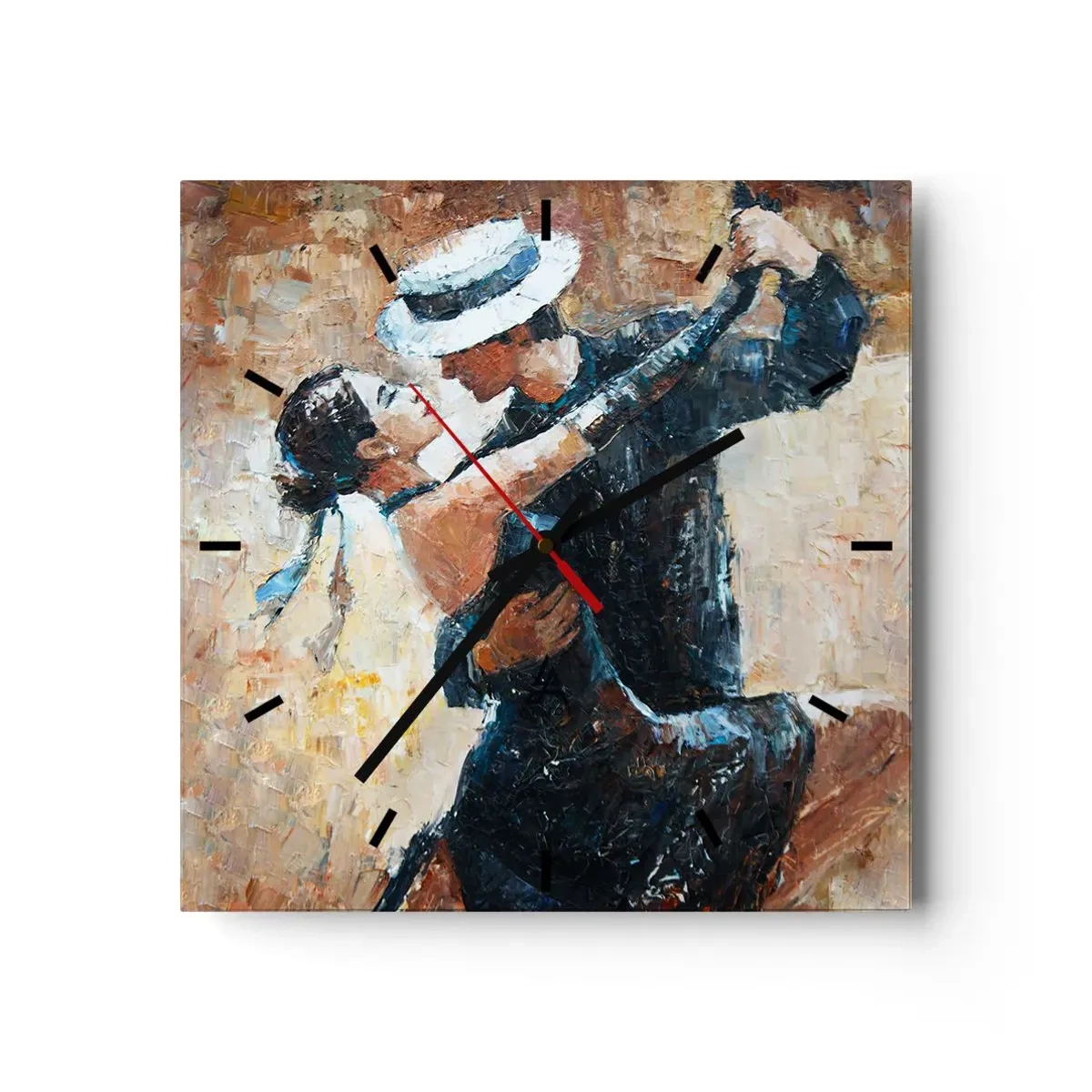 Horloge murale - Pendule murale - Un couple dansant le tango dans un style romantique et élégant - 30x30cm - À la Rudolf Valentino - Décoration murale moderne pour le salon et la chambre ARTTOR