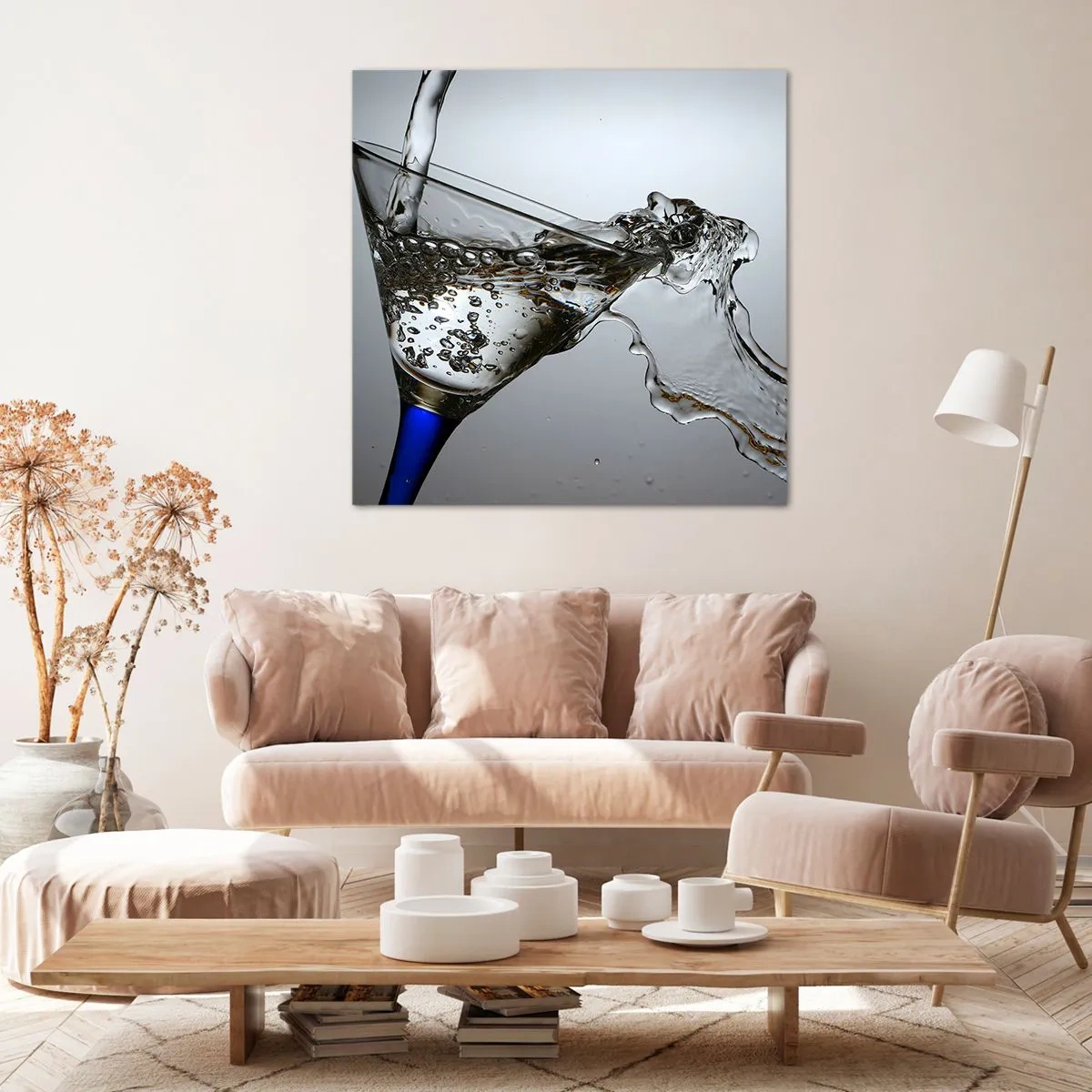 Impression sur toile - Image sur toile - Eau cristalline dans un verre cristal - 50x50 cm