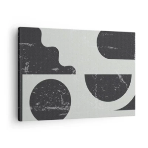 Impression sur toile - Image sur toile - Motifs géométriques dans les tons de noir et de gris - 70x50cm - Composition dessus et dessous - Décoration murale moderne pour le salon et la chambre ARTTOR