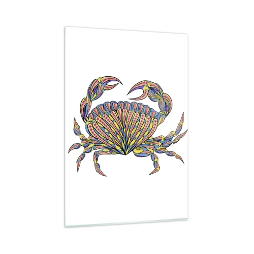 Impression sur verre - Image sur verre - Crabe coloré dans un style artistique - 80x120cm - Bijoux de la mer - Décoration murale moderne pour le salon et la chambre ARTTOR