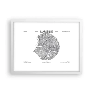 Affiche dans un cadre blanc - Poster - Anatomie de Marseille - 40x30 cm