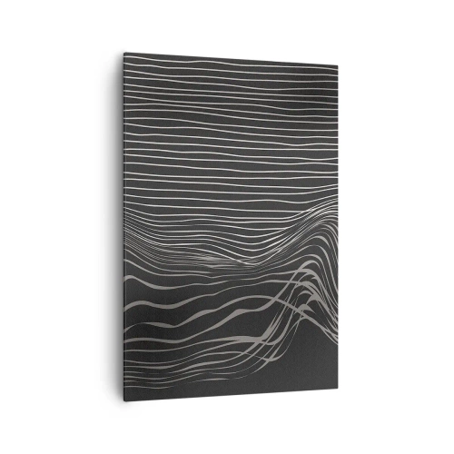 Impression sur toile - Image sur toile - Lignes blanches sur fond gris foncé dans un arrangement abstrait - 70x100cm - Rythme et accent - Décoration murale moderne pour le salon et la chambre ARTTOR