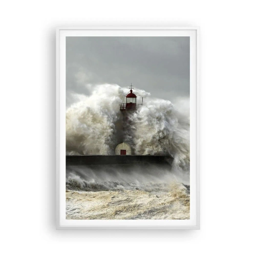 Affiche dans un cadre blanc - Poster - La colère de l'océan - 70x100 cm