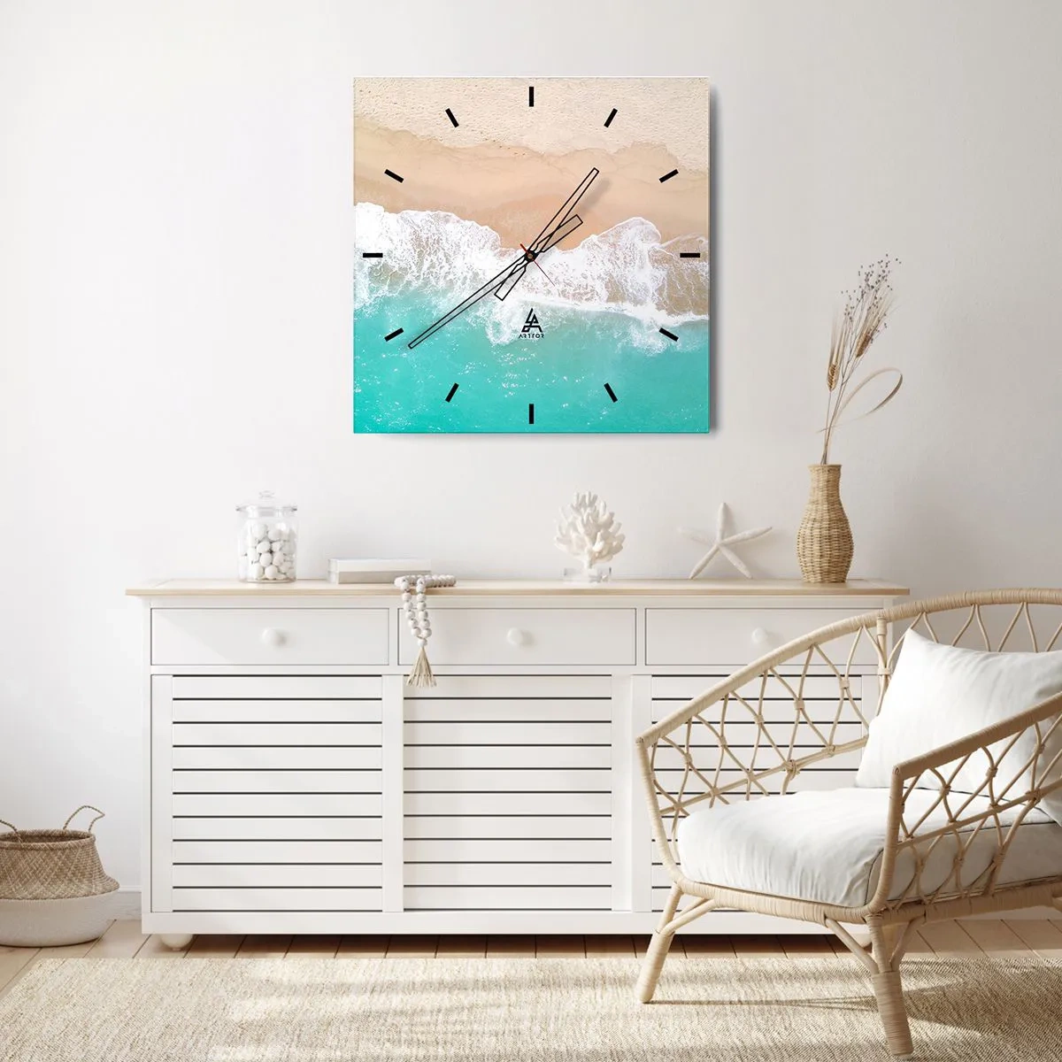 Horloge murale - Pendule murale - Caresse de l'océan - 40x40 cm
