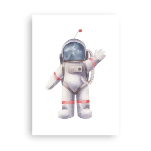 Affiche - Poster - Illustration d'un astronaute à l'aquarelle faisant signe dans l'espace - 50x70cm - C'est tout pour le moment! - Décoration murale moderne pour le salon et la chambre ARTTOR