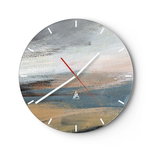 Horloge murale - Pendule murale - Une abstraction picturale ressemblant à un paysage aux tons froids. - 30x30cm - Abstraction : paysage nordique - Décoration murale moderne pour le salon, la cuisine et la chambre ARTTOR