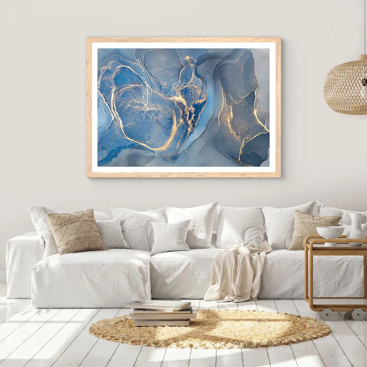 Affiche dans un chêne clair - Poster - Poussière d'or - 100x70 cm