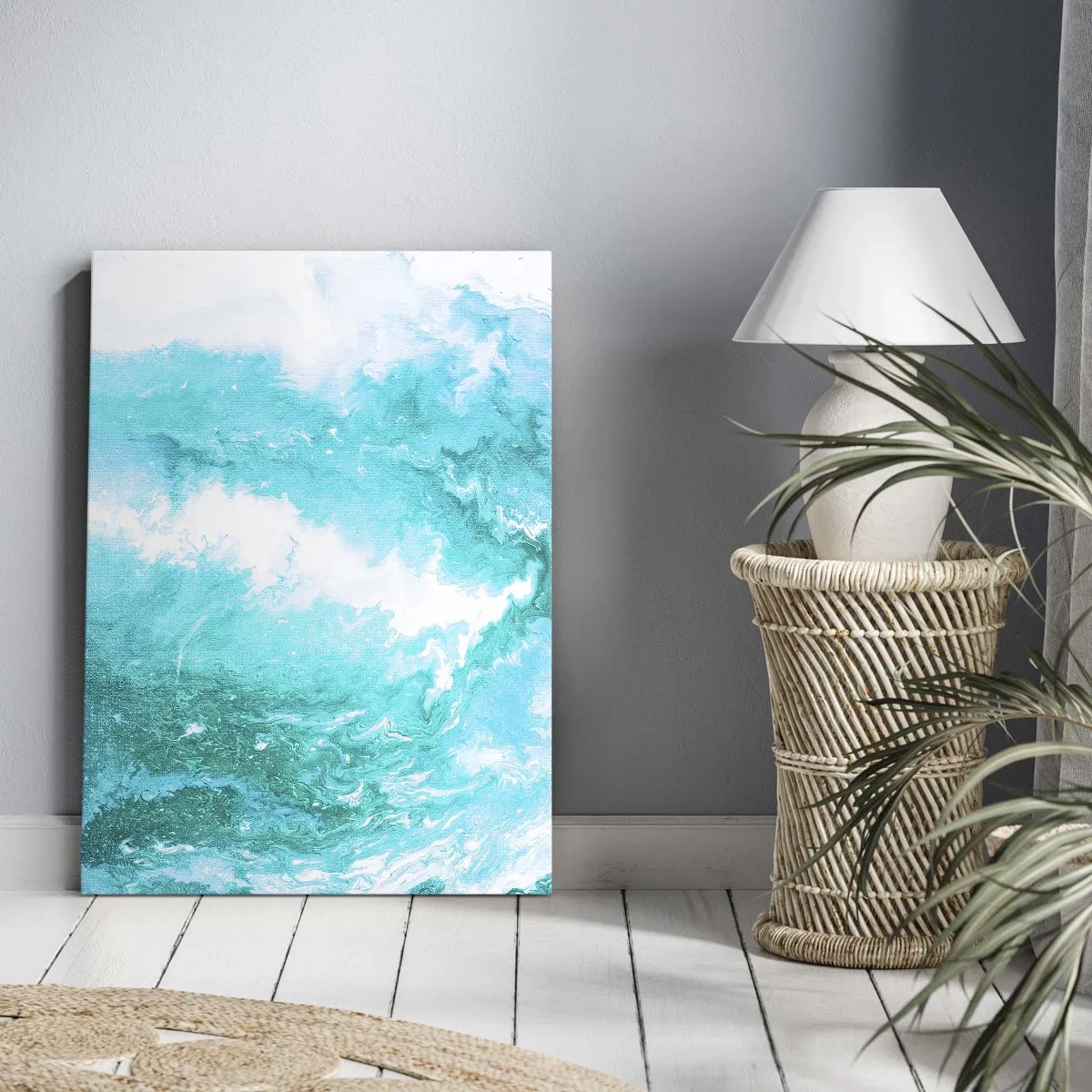 Impression sur toile - Image sur toile - Tourbillon abstrait dans les tons de bleu - 70x100cm - Au coeur de l'élément - Décoration murale moderne pour le salon et la chambre ARTTOR