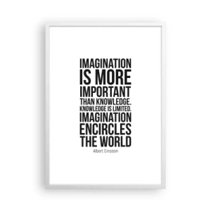 Affiche dans un cadre blanc - Poster - Einstein sur le pouvoir de l'imagination - 50x70 cm