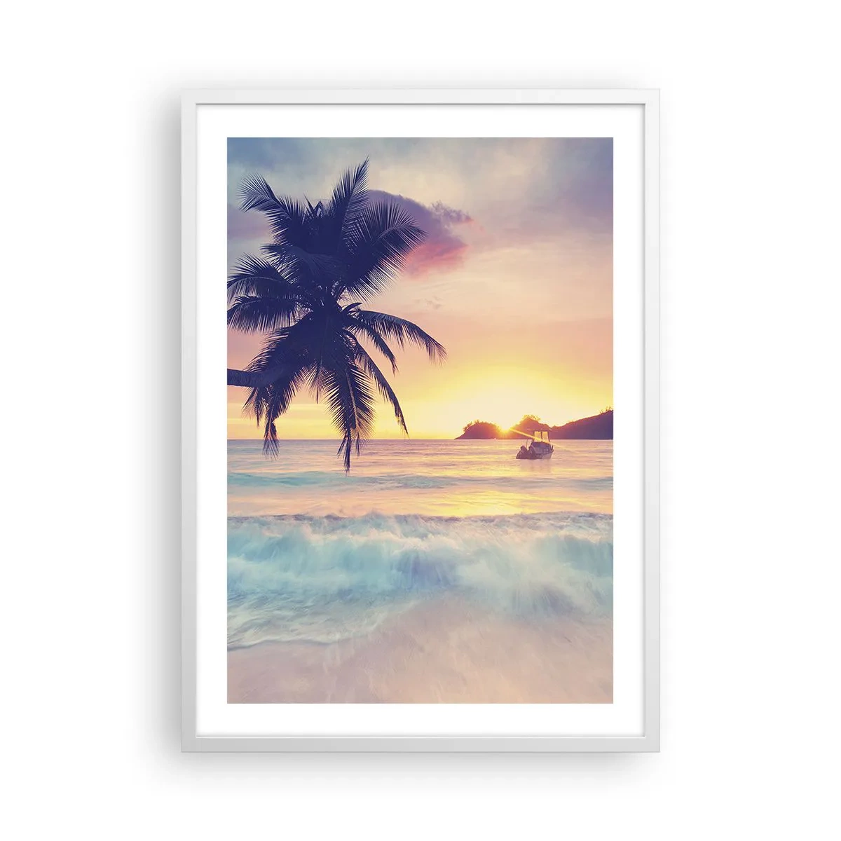 Affiche dans un cadre blanc - Poster - Une soirée à la baie - 50x70 cm