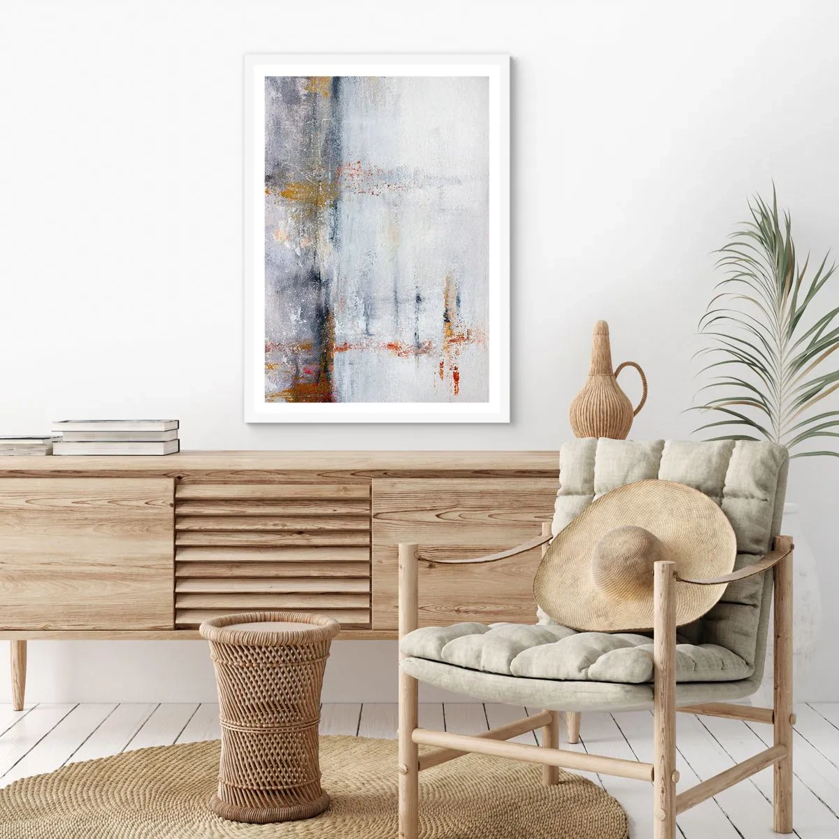 Affiche dans un cadre blanc - Poster - Derrière l'air un rideau - 50x70 cm