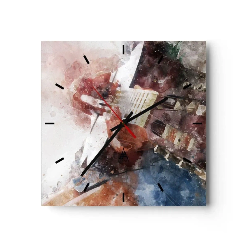 Horloge murale - Pendule murale - Une interprétation artistique d'une guitare dans un style aquarelle - 30x30cm - Et qu'en pensez-vous ? - Décoration murale moderne pour le salon et la chambre ARTTOR