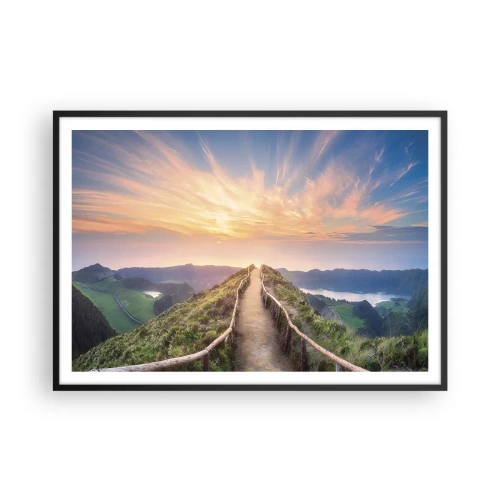 Affiche dans un cadre noir - Poster - Un sentier pittoresque sur une colline avec vue sur le coucher de soleil - 100x70cm - Proche du ciel - Décoration murale moderne pour le salon et la chambre ARTTOR