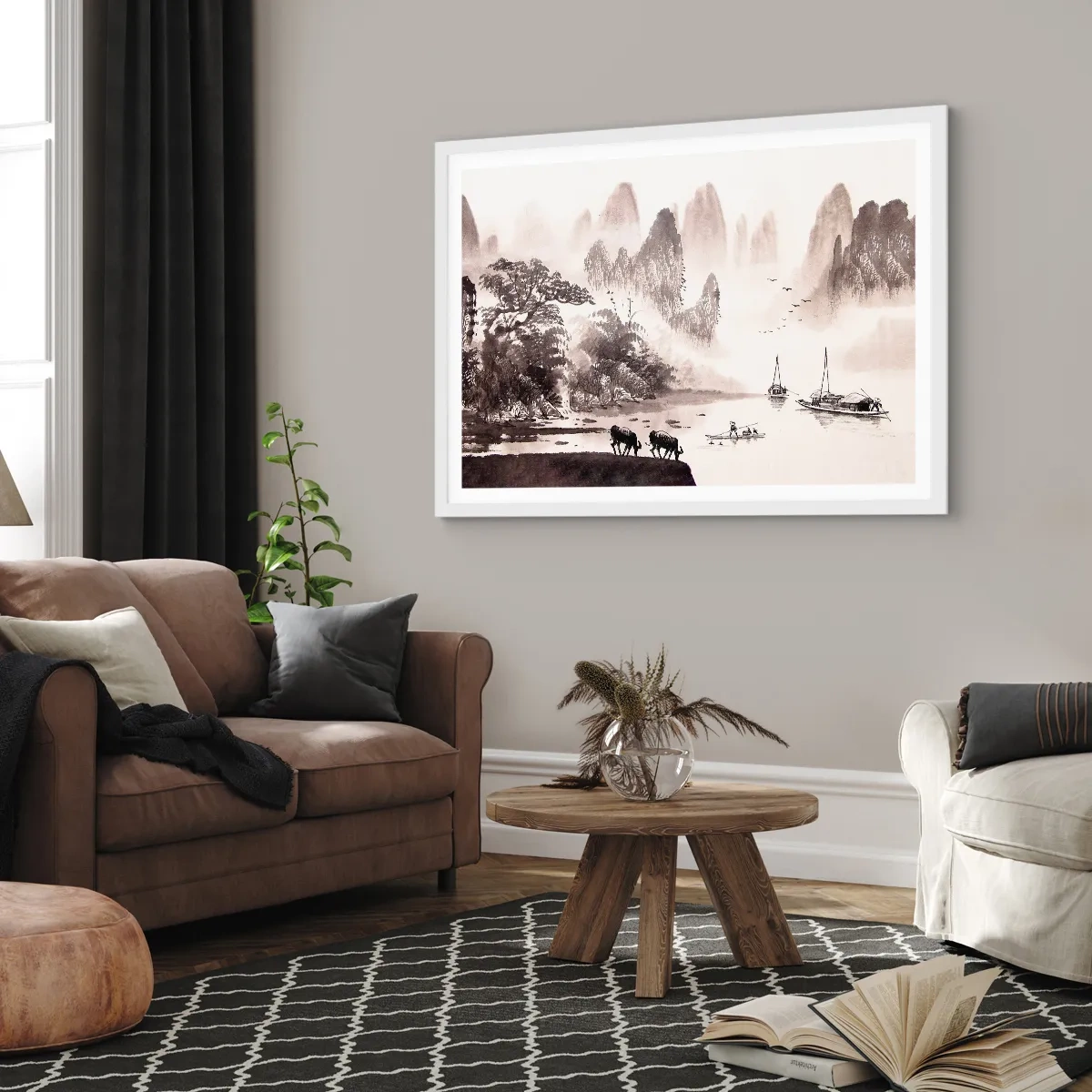 Affiche dans un cadre blanc - Poster - Le quotidien exotique de l'Orient - 100x70 cm