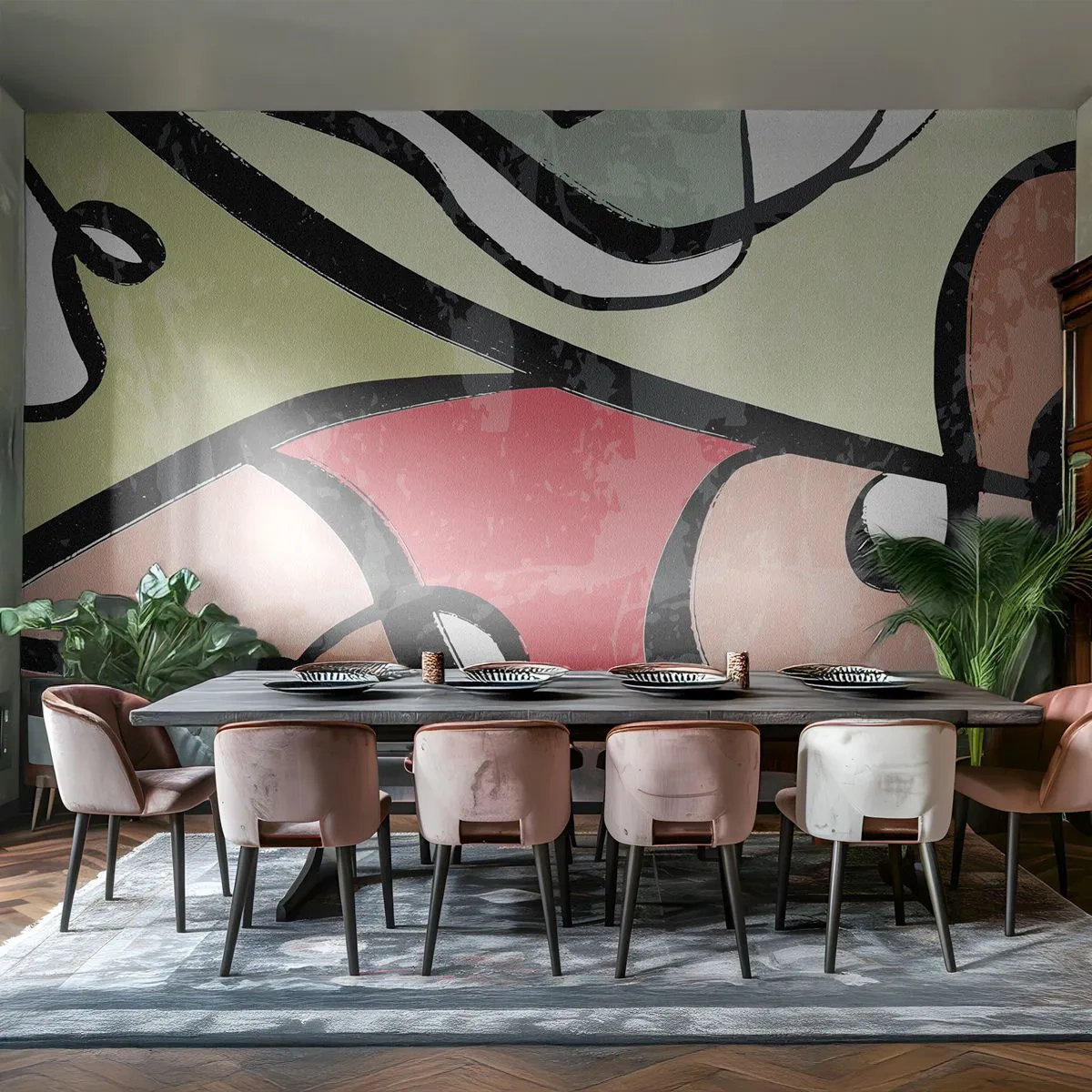 Papier Peint Autocollant Deluxe Sticker - Pirouettes parmi les couleurs - Abstraction, Morceau, Moderne - 150x105 cm