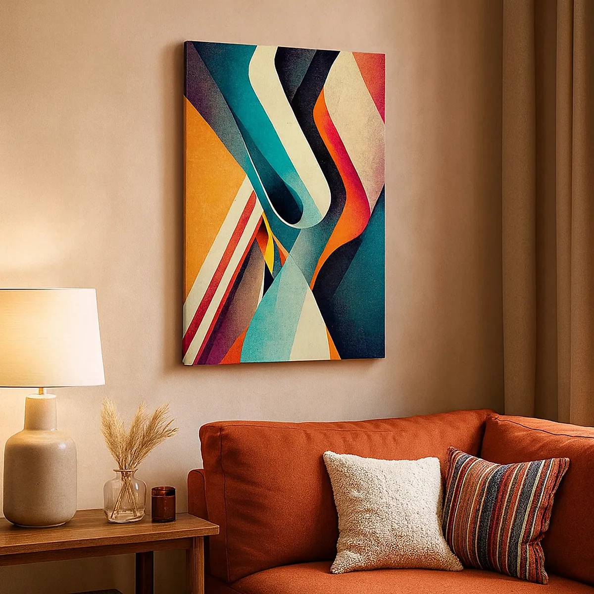 Impression sur toile - Image sur toile - Vagues abstraites colorées dans une composition dynamique - 50x70cm - Composition intense - Décoration murale moderne pour le salon et la chambre ARTTOR