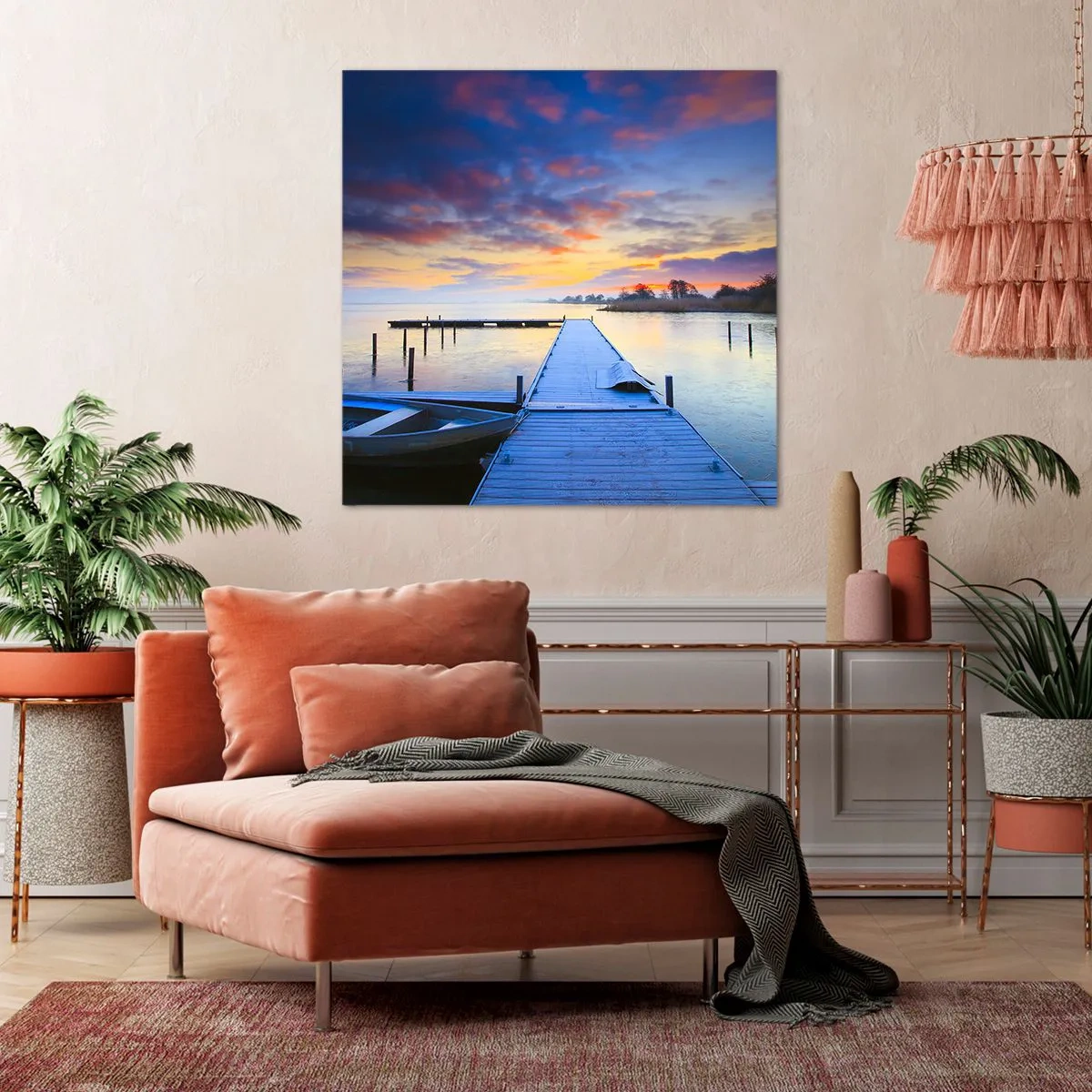 Impression sur toile - Image sur toile - Calme violet-doré - 50x50 cm