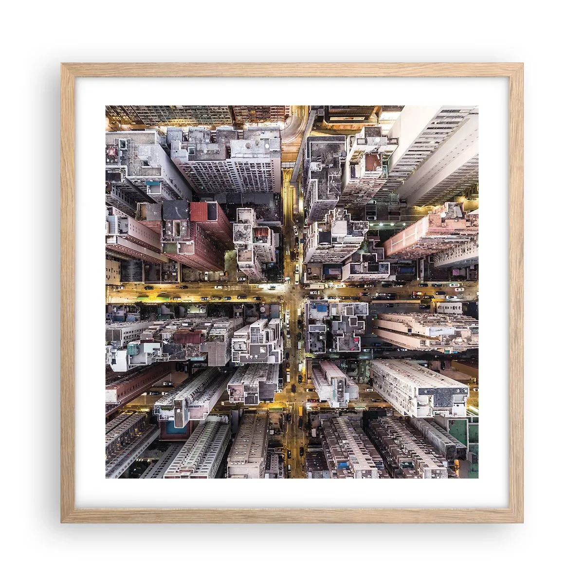 Affiche dans un chêne clair - Poster - Salutations de Hong-Kong - 50x50 cm