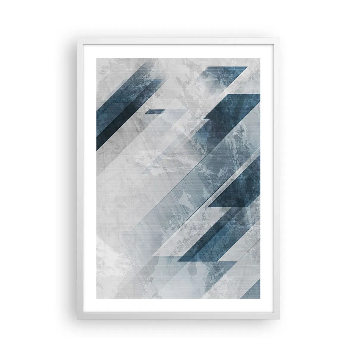 Affiche dans un cadre blanc - Poster - Composition spatiale - mouvement gris - 50x70 cm