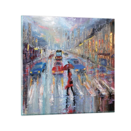 Impression sur verre - Image sur verre - Après-midi pluvieux en ville - 60x60 cm