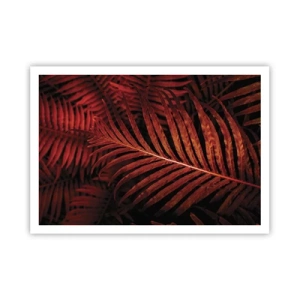 Affiche - Poster - Gros plan de feuilles tropicales rouges - 100x70cm - Chaleur de la vie - Décoration murale moderne pour le salon et la chambre ARTTOR
