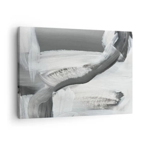 Impression sur toile - Image sur toile - Abstraction grise et blanche avec des lignes dynamiques - 70x50cm - Un geste décisif - Décoration murale moderne pour le salon et la chambre ARTTOR