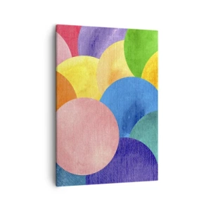 Impression sur toile - Image sur toile - Cercles colorés de style aquarelle - 50x70cm - La plénitude primitive de la vie - Décoration murale moderne pour le salon et la chambre ARTTOR