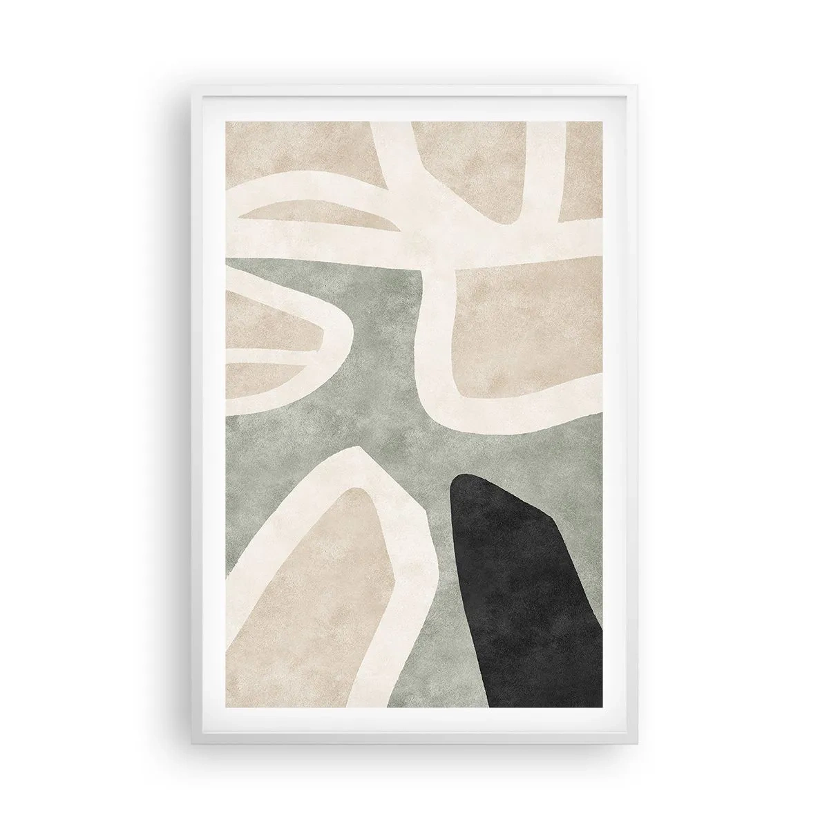 Affiche dans un cadre blanc - Poster - Composition pour motif noir - 61x91 cm