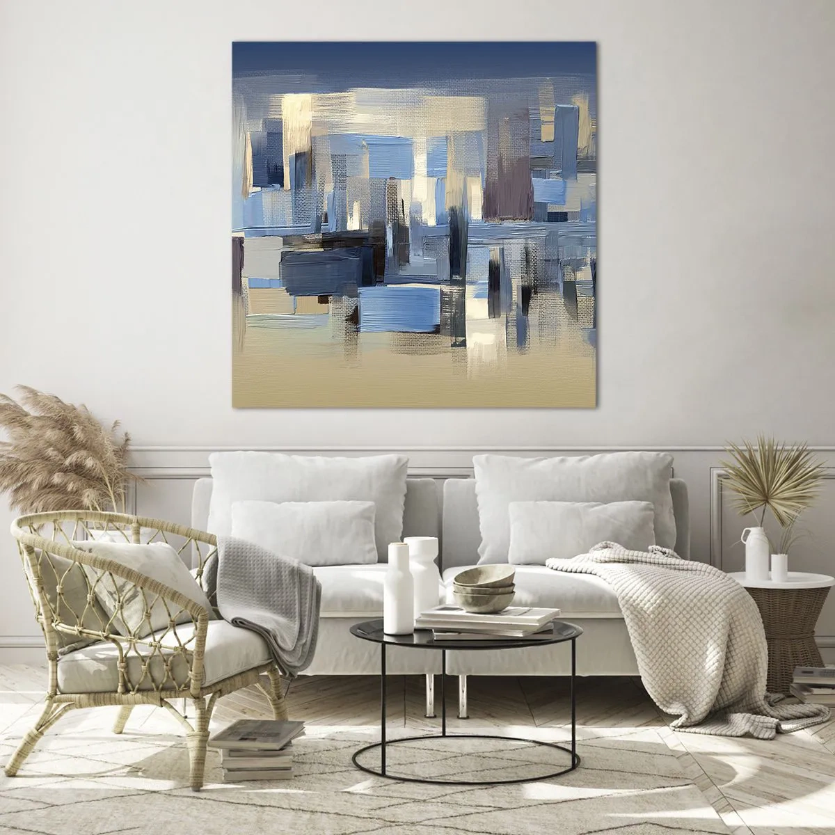 Impression sur verre - Image sur verre - Construction bleue - 60x60 cm