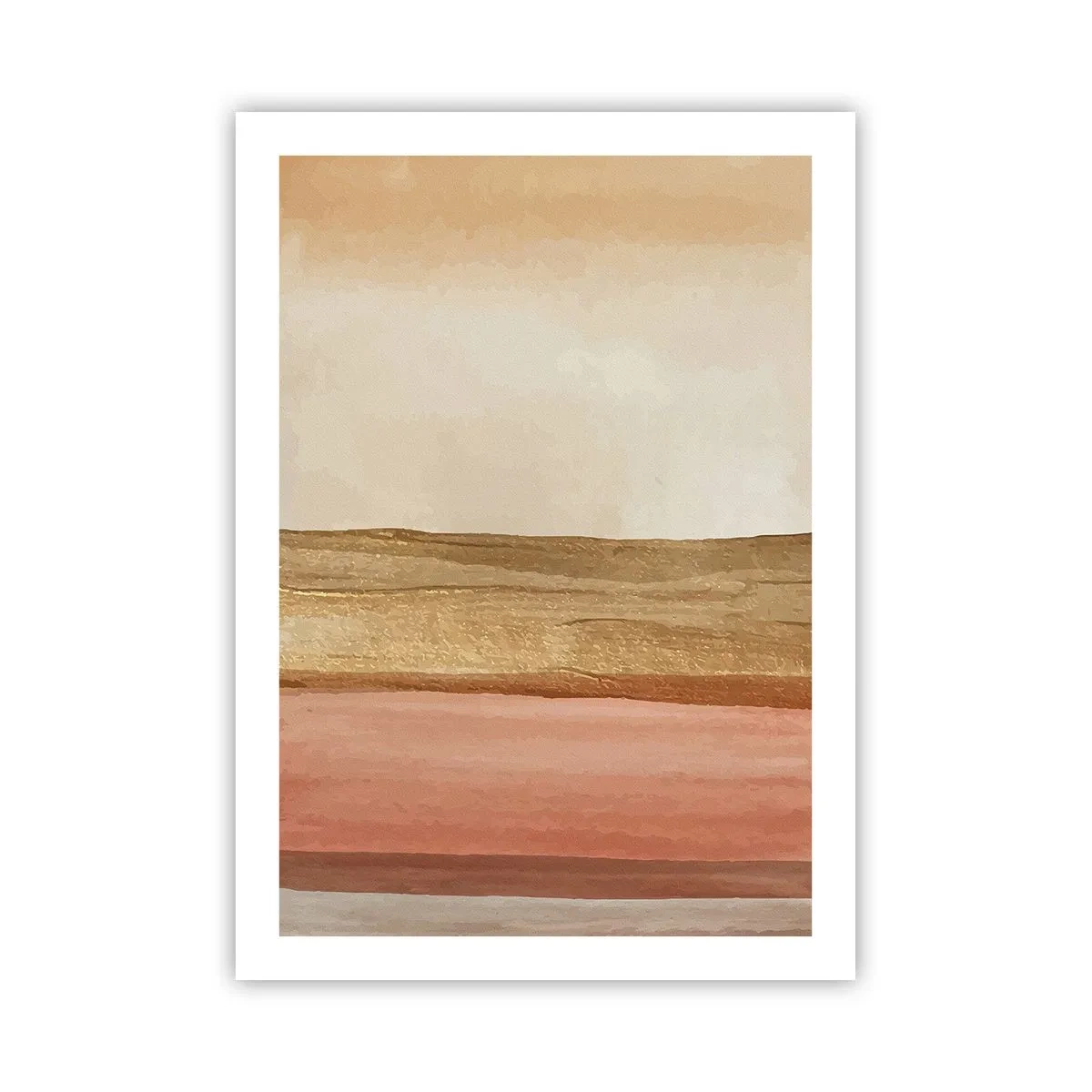 Affiche - Poster - Une composition abstraite dans des tons chauds de beige et de rose. - 50x70cm - Composition verticale - Décoration murale moderne pour le salon et la chambre ARTTOR