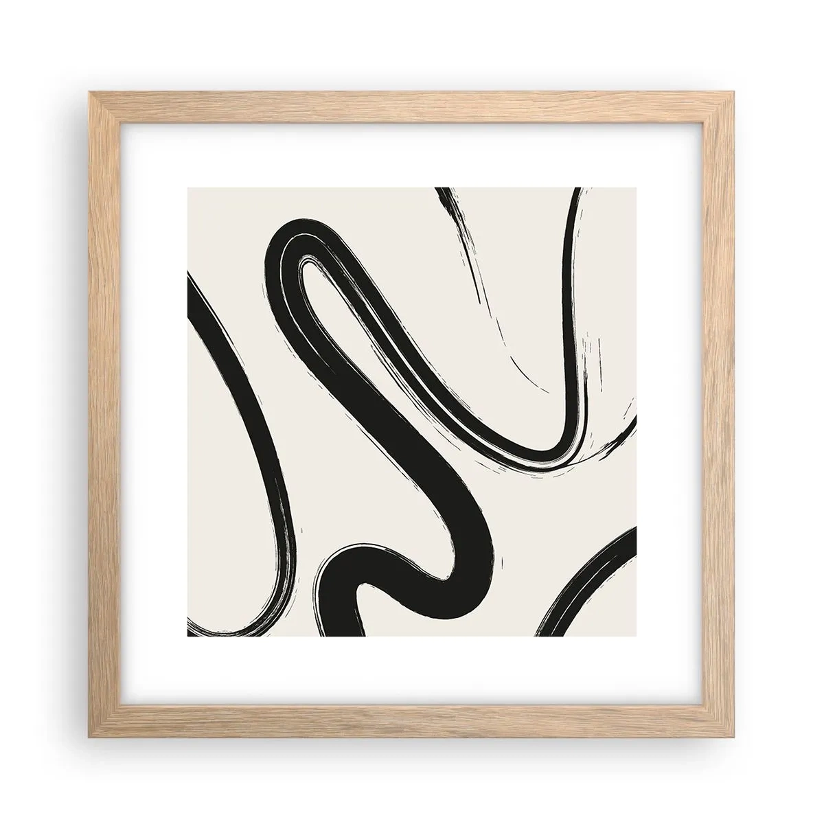 Affiche dans un chêne clair - Poster - Fantaisie en noir et blanc - 30x30 cm