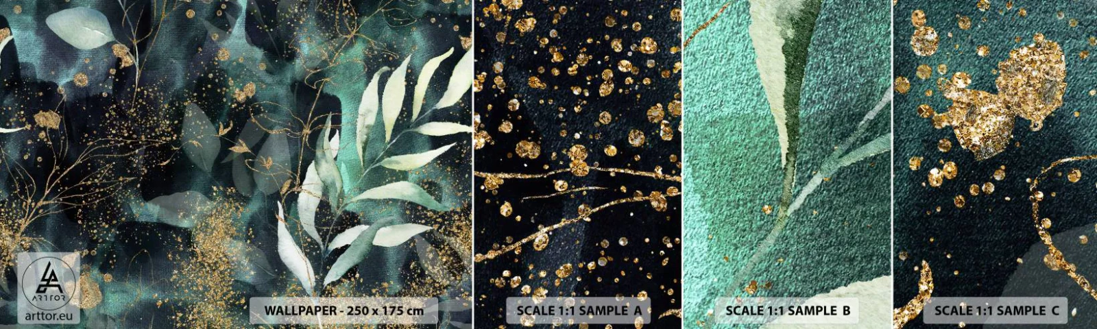 Échantillon de Papier Peint Autocollant Deluxe Sticker - Jardin magique - Plantes, Feuilles, Botanique - 100x30 cm