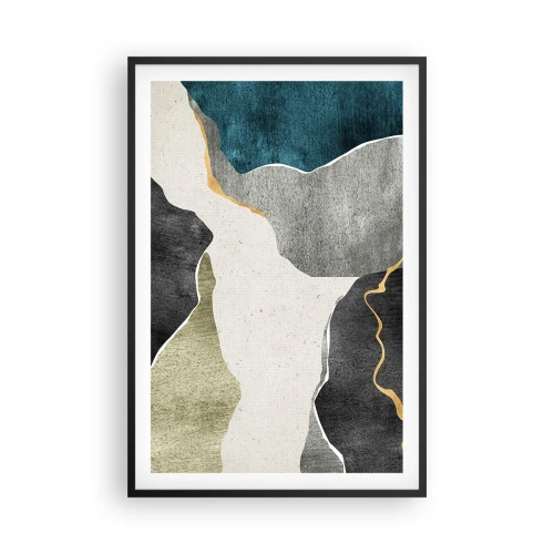 Affiche dans un cadre noir - Poster - Composition mosaïque avec un fil d'or - 61x91 cm