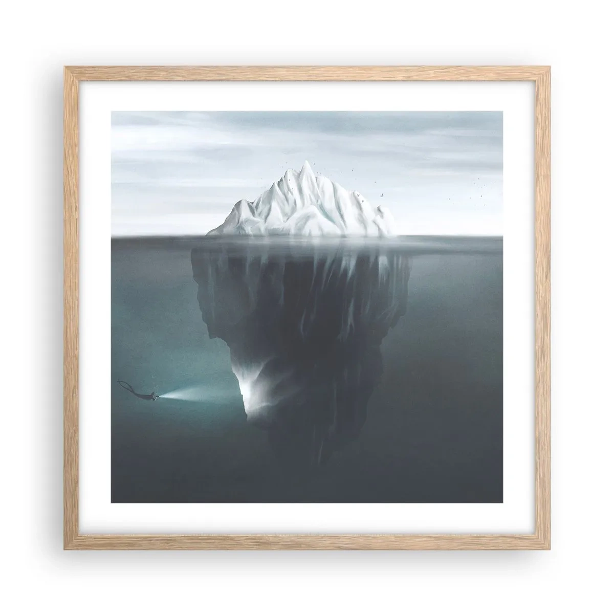 Affiche dans un chêne clair - Poster - Mystère sous-marin - 50x50 cm