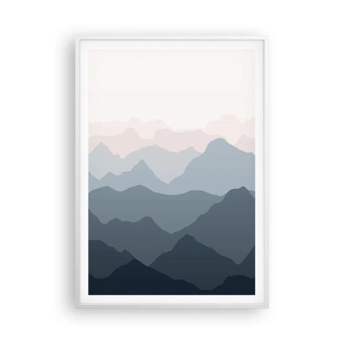 Affiche dans un cadre blanc - Poster - Vagues de montagnes - 70x100 cm